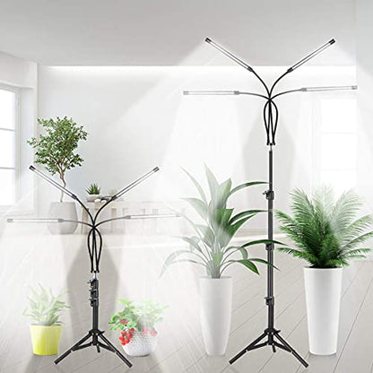 GHodec Grow Light with Stand, 5500K Full Spectrum Gooseneck Floor Plant Light for Indoor Plants Growing,5 Dimmable Levels & Auto On/Off Timer,Tripod Stand Plant Lamp Height Adjustable - size: 100Watts