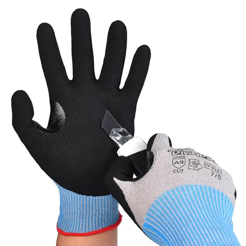 DINOPRO ANSI A9 Highest Level Cut Resistant Work Gloves for Extreme Protection,Cut Gloves with Reinforced Thumb, Non Slip,Breathable, Durable, Touch-screen,PFAS&Fiberglass Free, Grey 1 Pair (Large)