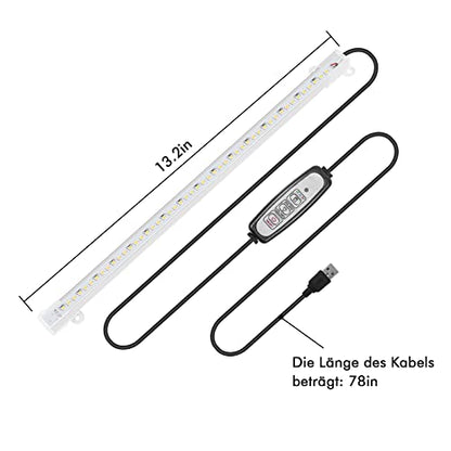 Sondiko Grow Light Strip, Full Spectrum Sunlike Auto ON&Off Grow Light Strip with 3/9/12H Timer&10 Dimmable Levels for Indoor Plants (13.2 inches Length) - size: Full Spectrum Sunlike Grow Light Strip