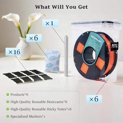 3D Printer Filament Storage Box, 6 Pack Stackable Filament Dry Organizer | Dustproof Filament Dry Box Storage Container, Compatible with PLA PETG ABS TPU 3D Printing Filament Spools - color: Black-6-pack
