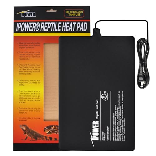 iPower Reptile Heating Pad, Under Tank Heater, Waterproof Terrarium Heat Mat 8X12 Inch, for Turtle, Lizard, Frog, Snake and Other Reptiles - size: 8" X 12", style: Heat Pad