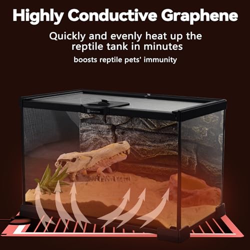 Hamiledyi Reptile Heat Pad Heating Pad Under Tank Hermit Crab Heater Hygrometer Thermometer Heat Mat for Lizard Snake Gecko Turtle Frog Spiders (14W) - size: 14W