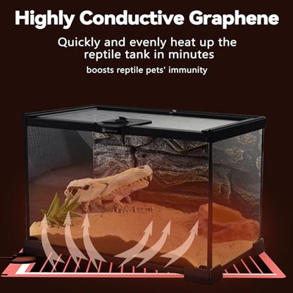 Hamiledyi Reptile Heat Pad Heating Pad Under Tank Hermit Crab Heater Hygrometer Thermometer Heat Mat for Lizard Snake Gecko Turtle Frog Spiders (14W) - size: 14W