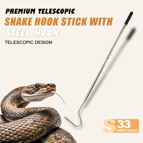 Snake Net, Snake Catcher Net, Rattlesnake Grabber Handling Tool, Reptile Catch Telescopic Pole Stick, Rattle Snake Removing and Catching Picker Tong, Snake Catcher Hook Grabber Handling Stick Trap Too