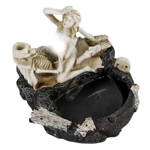 Resin Lover Human Skull Ashtray Halloween Decor Skeleton Pot Spooky Cigarette Holder Bowl Statue Container Collectible Figurine Garden Decoration Graveyard Ghost Scary Xmas Sculpture - color: Styel 1