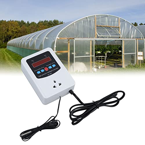 Digital Temperature Controller, 1500W 10A LCD Screen Temperature Controlled Outlet with Sensor, Thermostat for Reptiles Incubator Greenhouse Refrigerator(US Plug 110V)