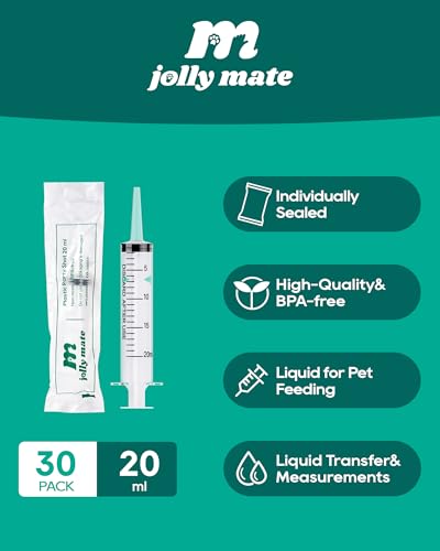 JollyMate 30 Pack 20ml Oral Syringe for Liquids, 20cc Oral Syringes without Needle with Cap Individually Wrapped for Pet Feeding, Scientific Labs, Measuring Liquids, Oil & Glue Dispenser - style: 20ml