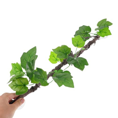 INOOMP Artificial Climbing Vines for Reptile Terrarium, Flexible Fake Green Jungle Vines with Suction Cup, Simulation Decorative Plants for Lizards, Snakes, Amphibians Habitat