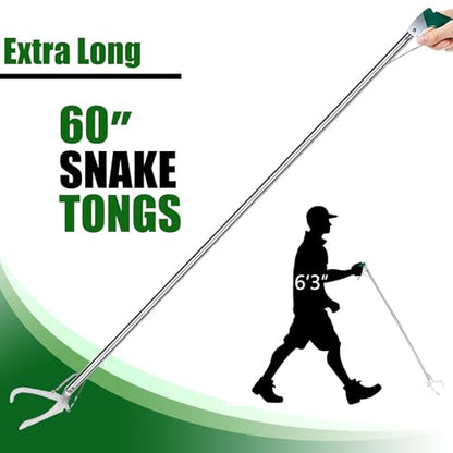 IC ICLOVER Snake Tongs, Upgrade 60 Inch Extra Long Snake Grabber Professional Heavy Duty Reptile Rattle Snake Catcher Wide Jaw Handling Tool with Lock, Non-Slip Grip Handle
