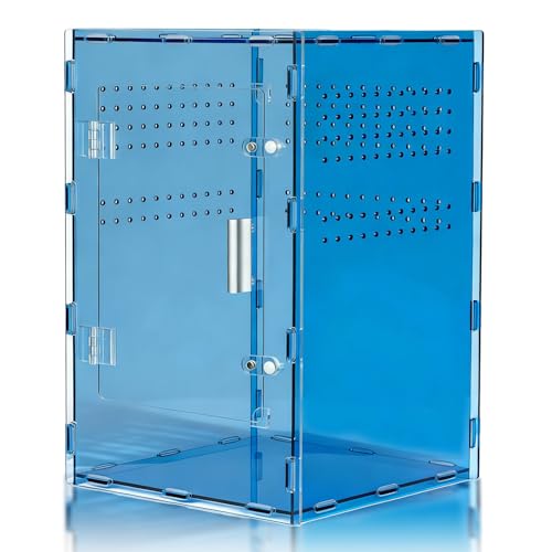 8x8x12 Acrylic Reptile Tank – Cyberpunk Blue Reptile Enclosure Terrarium Inspired by New Caledonia Rainforest – Color Habitat for Geckos & Small Reptiles - color: Blue