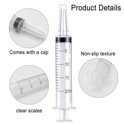20ml Syringe Without Needle, Syringe for Liquid, Scientific Labs, Measurement, Disposable Individual Package, Pack of 12 - size: 20ml
