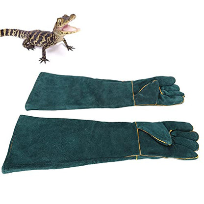 Reptile Handling Gloves for Animal Care – Durable Split Leather Anti Bite Protection for Birds Falcons Snakes and Dogs