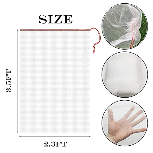 4 Pack Garden Neting Plant Insect Bird Barrier Mesh with Drawstring 3.5Ftx2.3Ft Mesh Plant Covers Freeze Protection Tomato Barrier Bag for Garden Flower Blueberry Vegetables Fruits Bird Eating - size: 3.5Ft x 2.3Ft
