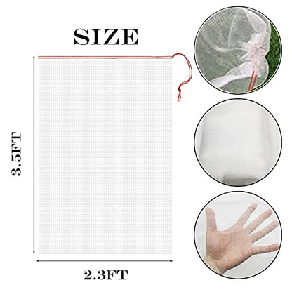 4 Pack Garden Neting Plant Insect Bird Barrier Mesh with Drawstring 3.5Ftx2.3Ft Mesh Plant Covers Freeze Protection Tomato Barrier Bag for Garden Flower Blueberry Vegetables Fruits Bird Eating - size: 3.5Ft x 2.3Ft