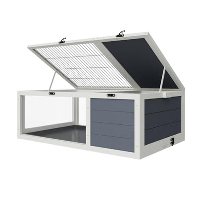 39.5＂Wood Tortoise House Indoor Turtle Habitat Reptile Cage for Small Animals Lizards, Geckos, with 2 Removable Waterproof Tray