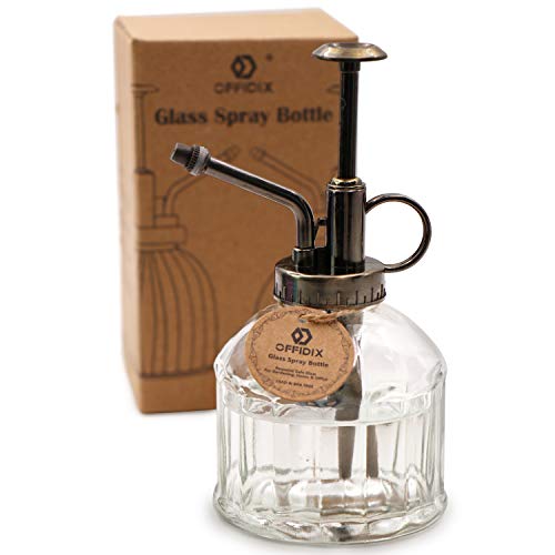 OFFIDIX Transparent Glass Watering Spray Bottle,Plant Mister with Plastic Bronze Plastic Top Pump, Glass Small Watering Can for Indoor Potted Plant, Outdoor Indoor Garden, Plants, Cleaning Solutions - color: B-transparent