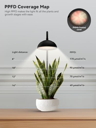 GLOWRIUM Smart Grow Lights for Indoor Plants,10W Full Spectrum Plant Lights with Bluetooth App Control, 360° Flexible Gooseneck Grow Lamp, Auto Timer 3/9/12Hrs, 10 Brightness for Small Plants, Black - color: Black