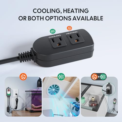 Inkbird 2025 Updated Temperature Controller, Reptile Thermostat ITC-308 Digital Heating and Cooling Temp Controller for Attic Fan, Carboy, Freezer, Grow Tent, Max 1100 W (110 V)