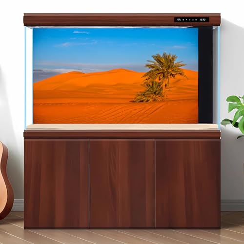 Desert Reptile Tank Background Majestic Sunset Desert Landscape Terrarium Background Desert Palm Tree Sand Dunes Reptile Habitat Background Sunrise Sahara Desert Aquarium Fish Tank Background 24x16in - size: 24(W)x16(H)inches/ 60(W)*40cm(H)