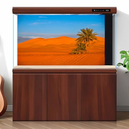 Desert Reptile Tank Background Majestic Sunset Desert Landscape Terrarium Background Desert Palm Tree Sand Dunes Reptile Habitat Background Sunrise Sahara Desert Aquarium Fish Tank Background 24x16in - size: 24(W)x16(H)inches/ 60(W)*40cm(H)