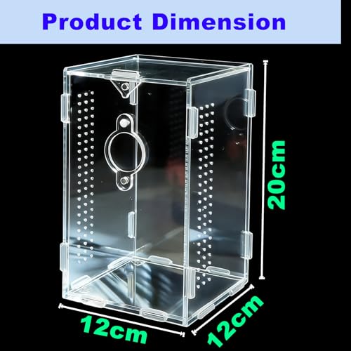 Acrylic Jumping Spider Enclosure,Reptile Enclosure,Bug Habitat, for Small Tree Dwelling Reptiles,Arboreal Tarantula Enclosure, Spider Terrarium Kit,Plastic Terrarium(4.7" X 4.7" X 8") - color: A1