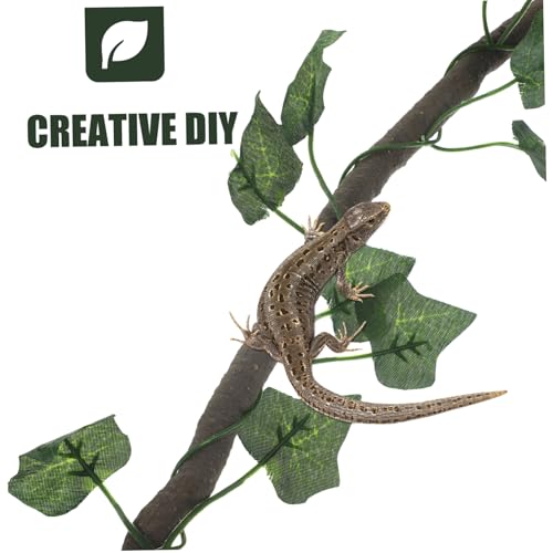 WOONEKY 1m Jungle Vines Rattan Strip Decor for Reptile Habitats Flexible and Curved Design Suckers for Lizard Frogs Snakes and More Cups and Leaf