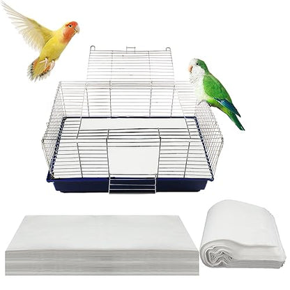 Buryeah 200 Pcs Bird Cage Papers Liner Disposable Non Woven Parrot Bird Pad, Precut Absorbent Bird Paper, Pet Cages Cushion Accessories for Parrot Canary Finch Macaw Parakeet, 22.8 x 11.1''
