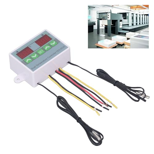 Dual Temperature Thermostat for Reptile Tank, -50℃ to 110℃ Digital Thermostat with Data Storage for Reptile Refrigerator Freezer (DC12V)