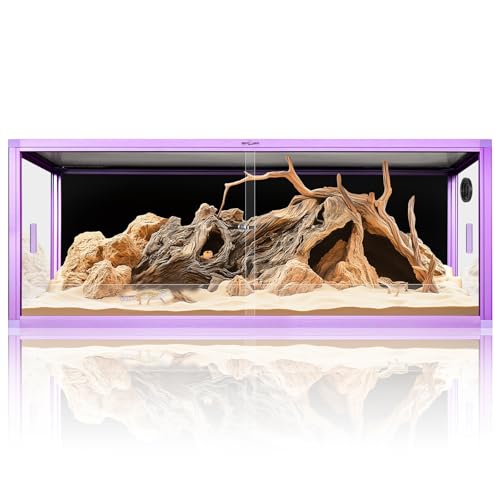 REPTI ZOO 68 Gallon Reptile Terrarium, 48" x 18" x 18" Light Weight Reptile Enclosure, Colored Reptiles Tank with Tempered Glass Door, Large Habitat for Bearded Dragon, Snake, Lizard, Gecko-Purple - color: Purple, size: 48" x 18" x 18"