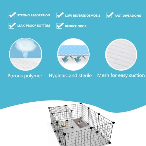 Guinea Pig Pee Pads, Disposable Rabbit Cage Liners, Charcoal Odor Controlling Absorbent Waterproof Pee Pads for Hamster, Bunny, Ferret, Chinchilla and Other Small Animals (18" x 13", 120 PCS) - size: 17.7" x 12.9" - 120PCS