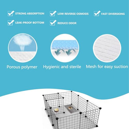 Guinea Pig Pee Pads, Disposable Rabbit Cage Liners, Charcoal Odor Controlling Absorbent Waterproof Pee Pads for Hamster, Bunny, Ferret, Chinchilla and Other Small Animals (18" x 13", 100 PCS) - size: 17.7" x 12.9" - 100PCS