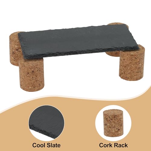Reptiles Slate Rocks, Basking Surface Reptile Basking Platform, Enhances Climbing Activity, Black Gray, 1 Set