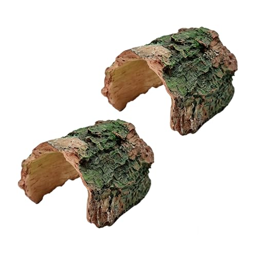 2 Pack Small Betta Log Resin Hollow Tree Trunk Ornament, Aquarium Hideout Reptile Cave Tarantula Hide Terrarium Tank Decor for Fish Shrimp or Small Reptile Scorpion Spider Hermit Crab - size: Small