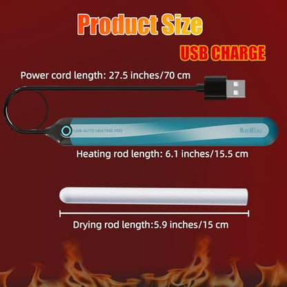 Heating Stick Heater Heating USB Space Heater Stick Pad with 2 Pcs Drying Stick, Stick Quick Heating With automatic temperature control indicator light,115°F Fast Heating,Water Absorption Dry Rod - color: white+blue