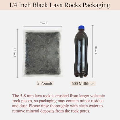 FANTIAN 2 lbs Small Black Lava Rocks for Plants,1/4 Inch Crush Volcanic Rock Pumice Soil Additive for Succulent Aquarium Cactus Bonsai Fire Pits and Garden Landscaping - color: Black Lava Rocks