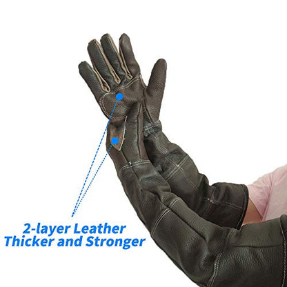 YBB Waterproof Animal Handling Gloves, Anti-Scratch/Bite Protective Long Gloves for Pet Cat Bathing Dog Bird(S) - color: Palm Width 4.5" for Women