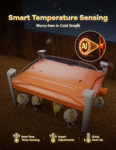 Smart Chicken Coop Heater, 200 Watts Chick Brooder Heating Plate Built-in Adaptive Temperature Sensor, Chicken Brooder Heater, Adaptable to Timer and Temp Controllers,UL-Compliant