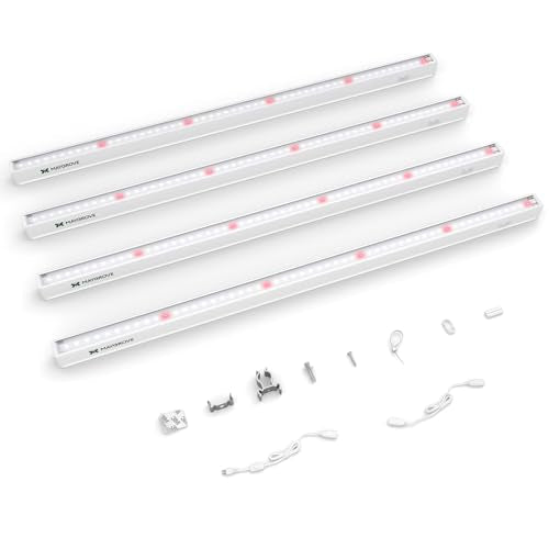 Maygrove T5 Grow Lights for Indoor Plants 2FT, Red-Enhanced Full Spectrum 5000K Grow Light, 60W(4 x 15W), Grow Light Strips for Seed Starting, Greenhouse, High PPFD, Linkable, White, 4-Pack - color: Red, size: 2ft-white Cover