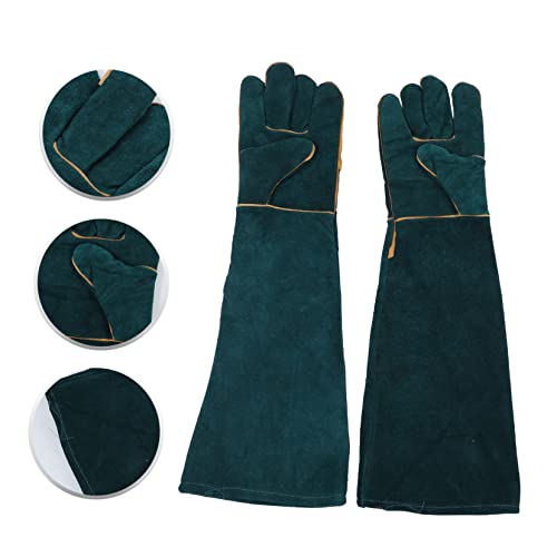 HANABASS 62cm Leather Bite Gloves for Reptile Handling PET Protection Hand Cover Bite-Proof Gloves for Hamsters Snakes and Lizards
