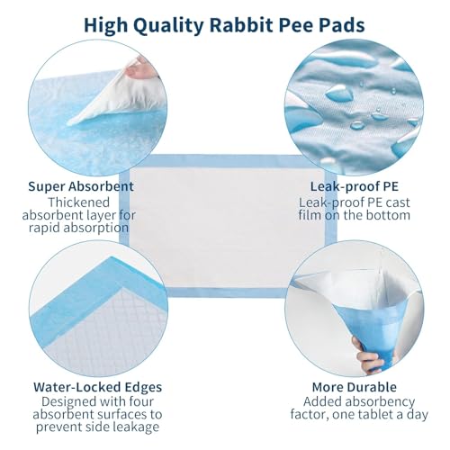 Hamiledyi 30 PCS Rabbit Pee Pads Super Absorbent Pet Toilet/Potty Training Pad Disposable Cage Liners Leak-Proof for Puppy Guinea Pigs Hedgehog Hamsters Chinchillas and Other Small Animals - size: 30 PCS