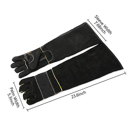 YBB Animal Handling Anti-bite/Scratch Gloves for Dog Cat Bird Parrot Pet (Black) - color: Black