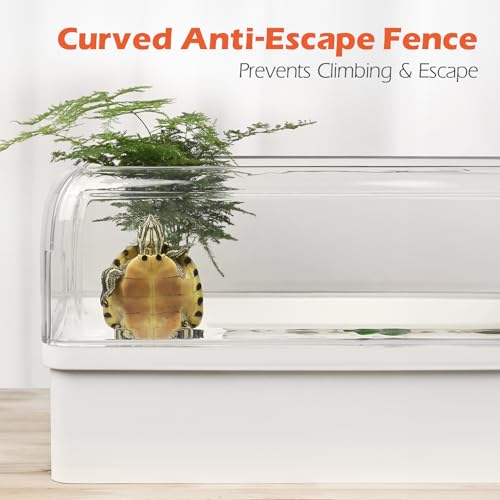 AZV Turtle Tank Starter Habitat Kit,Complete Aquatic Terrarium Enclosure with Filter,Basking Platform with Hideout,Multi-Function Area,Drainage,Plants and Lamps,Perfect for Red Eared Slider Aquarium