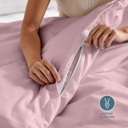 Bare Home Bedding Duvet Cover Extra Long Size - Premium 1800 Super Soft Collection - Lightweight, Cooling - Soft Breathable Bedding Duvet Cover (Twin/Twin XL, Dusty Pink) - color: 30 - Dusty Pink (No Comforter), size: Twin/Twin XL