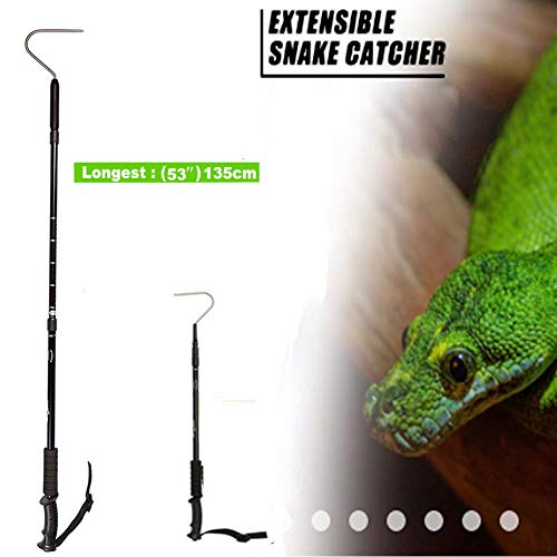 Extendable Snake Hook Reptile Corn Snake Ball Python Rattlesnake Handling Tool for Catching,Controlling,Or Moving Snakes, Material Tool(53inch and 25inch)