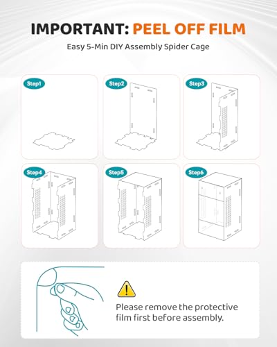 DIY Jumping Spider Enclosure,4.7"x4.7"x7.9" Escape-Proof Spider Terrarium,Small Invertebrate Acrylic Accessories Set,with Temperature and Humidity Detector,Platform,Hide,Tweezer,Feeding Bowl