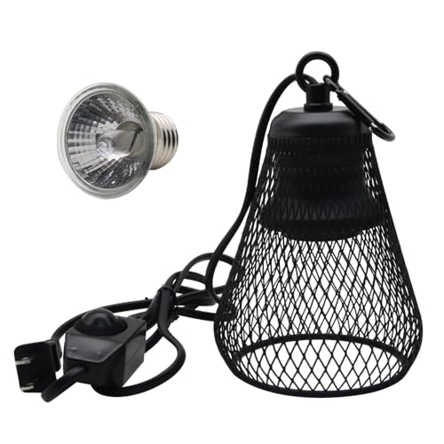 Heating Lampshade Reptile Anti-Scald Heater Guard with 25W UVA+UVB Heating Lamps for Terrarium Chameleon Lizards Snakes