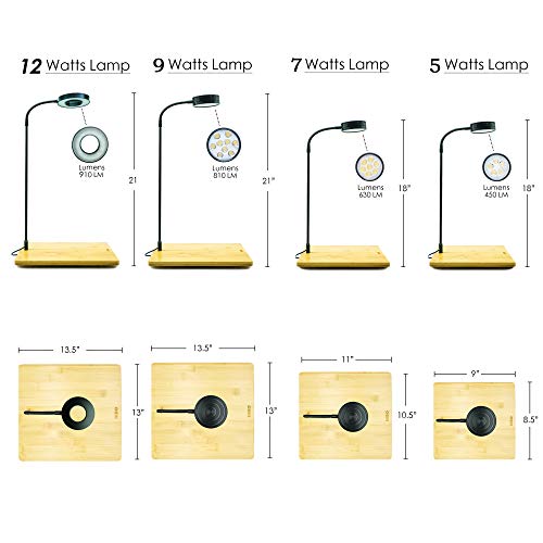 Full Spectrum LED Light with Bamboo Board, Fits Aquarium Nano Tank, Betta Fish Tank, Potted Plants, Succulents, Miniature Landscape – 7W - size: 7W