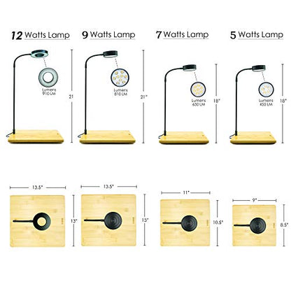 Full Spectrum LED Light with Bamboo Board, Fits Aquarium Nano Tank, Betta Fish Tank, Potted Plants, Succulents, Miniature Landscape – 5W - size: 5W