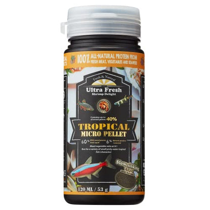 Ultra Fresh Tetra Fish Food, Slow Sinking, All Natural Ingredients, Wild Sword Prawns, Spirulina, Color Enhancement, Small Granules , Tropical Micro Pellet 1.87 oz - size: 1.87 Ounce (Pack of 1)