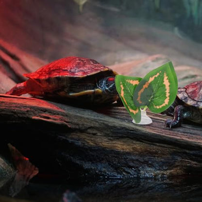 PRETYZOOM 2pcs Reptile Climbing Leaves Artificial Aquarium Plants with Suction Cups, Green Fruit and Purple Perilla Leaf Decorations for Snake, Lizard, Turtle Terrarium Habitat